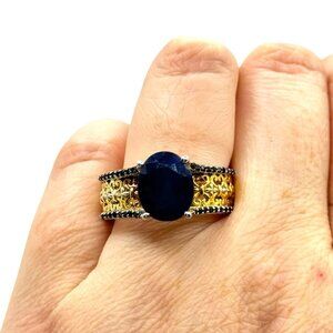 NWT Vermeil Sterling Silver Chuck Clemency Sapphire Wide Band Ring Size 9.75 STS